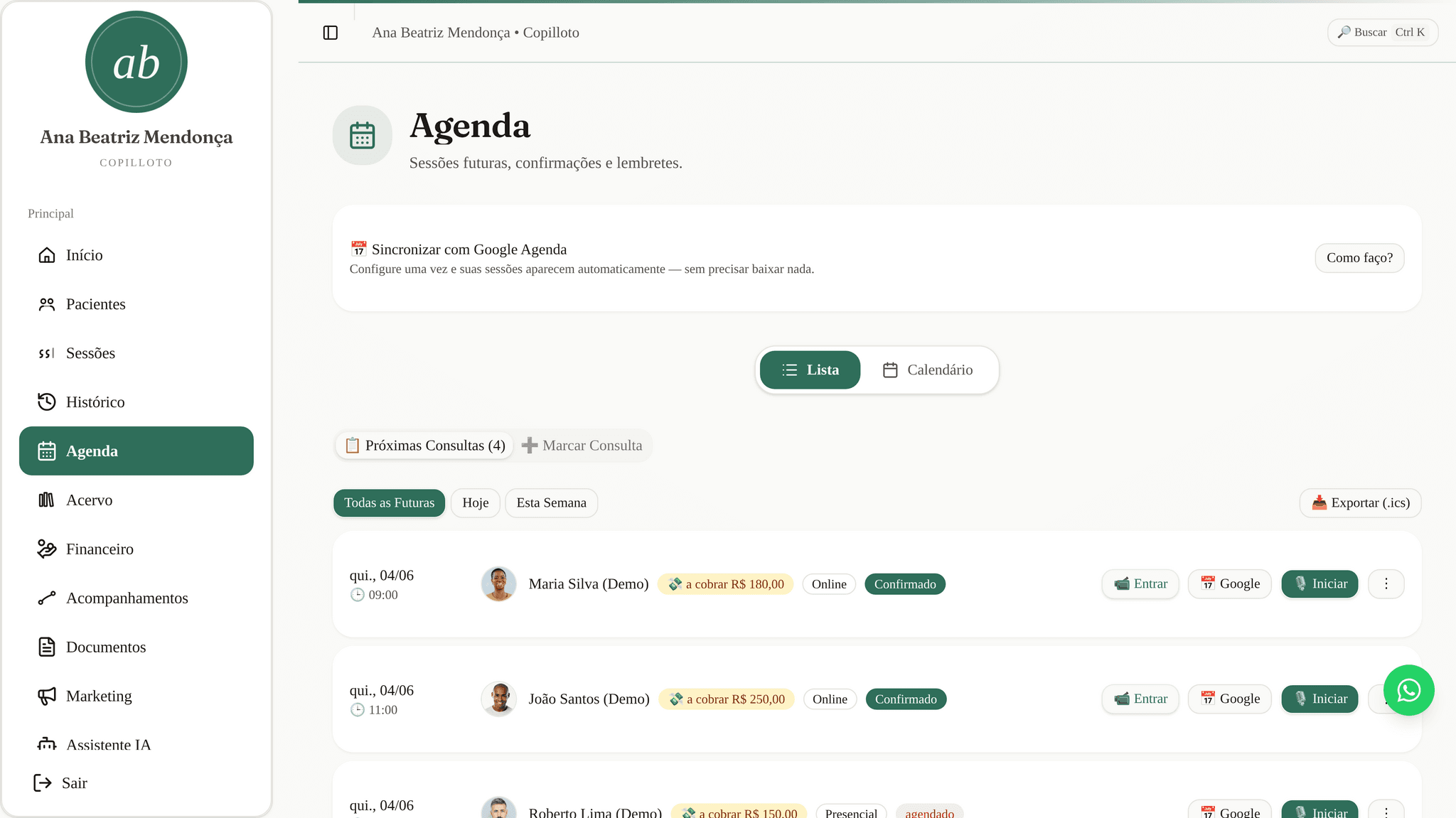 Agenda + vídeo nativo